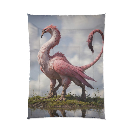 Pink Dawn Seraph Comforter – Ethereal Feathered Guardian
