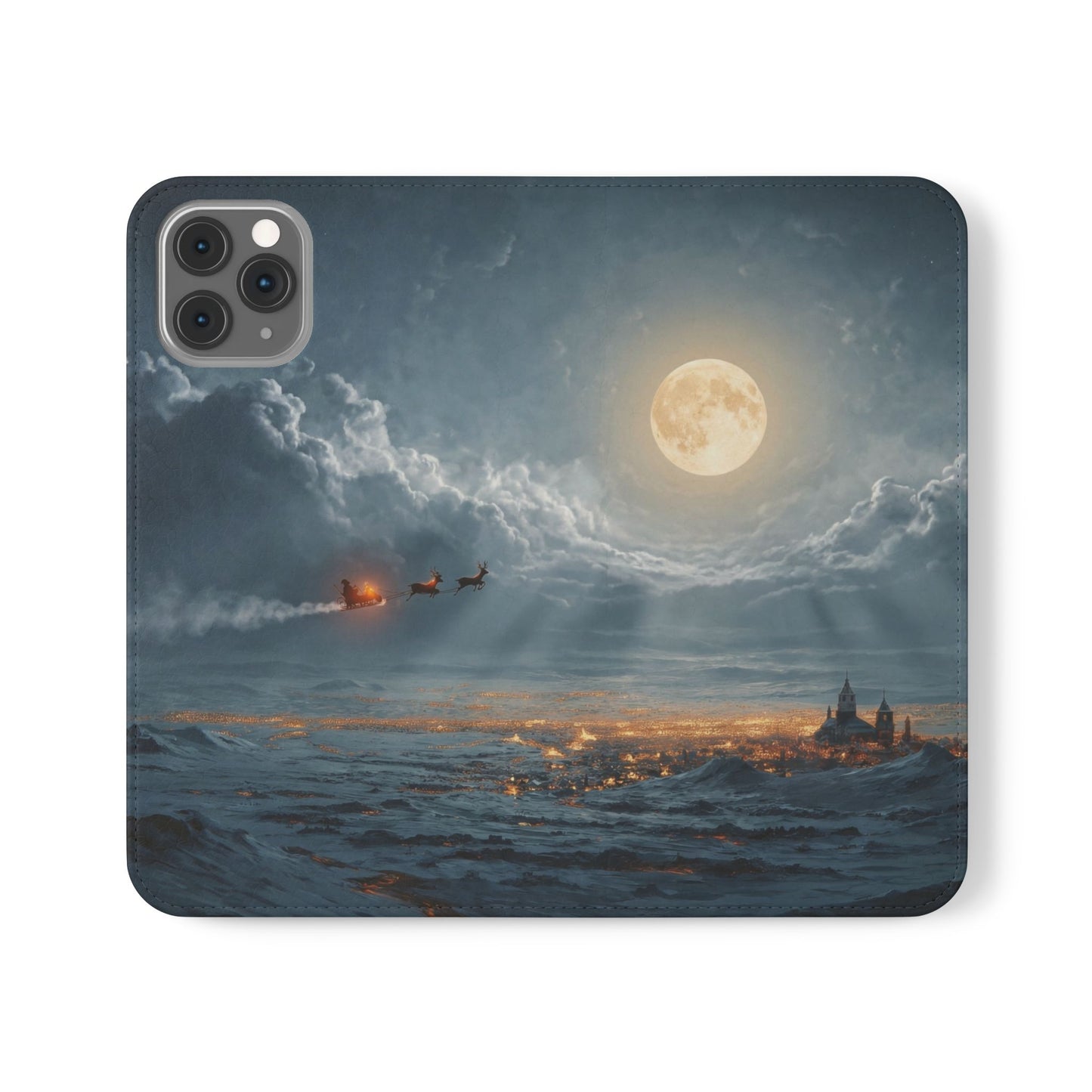 Moonlit Sleigh Flip Cases – Northern Lights Winter Journey