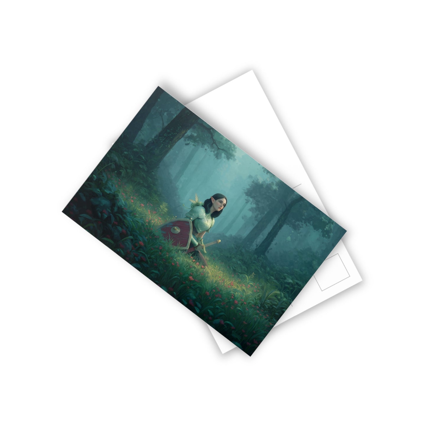 Forest Sentinel Postcards (10pcs) – Emerald Knight at Rest