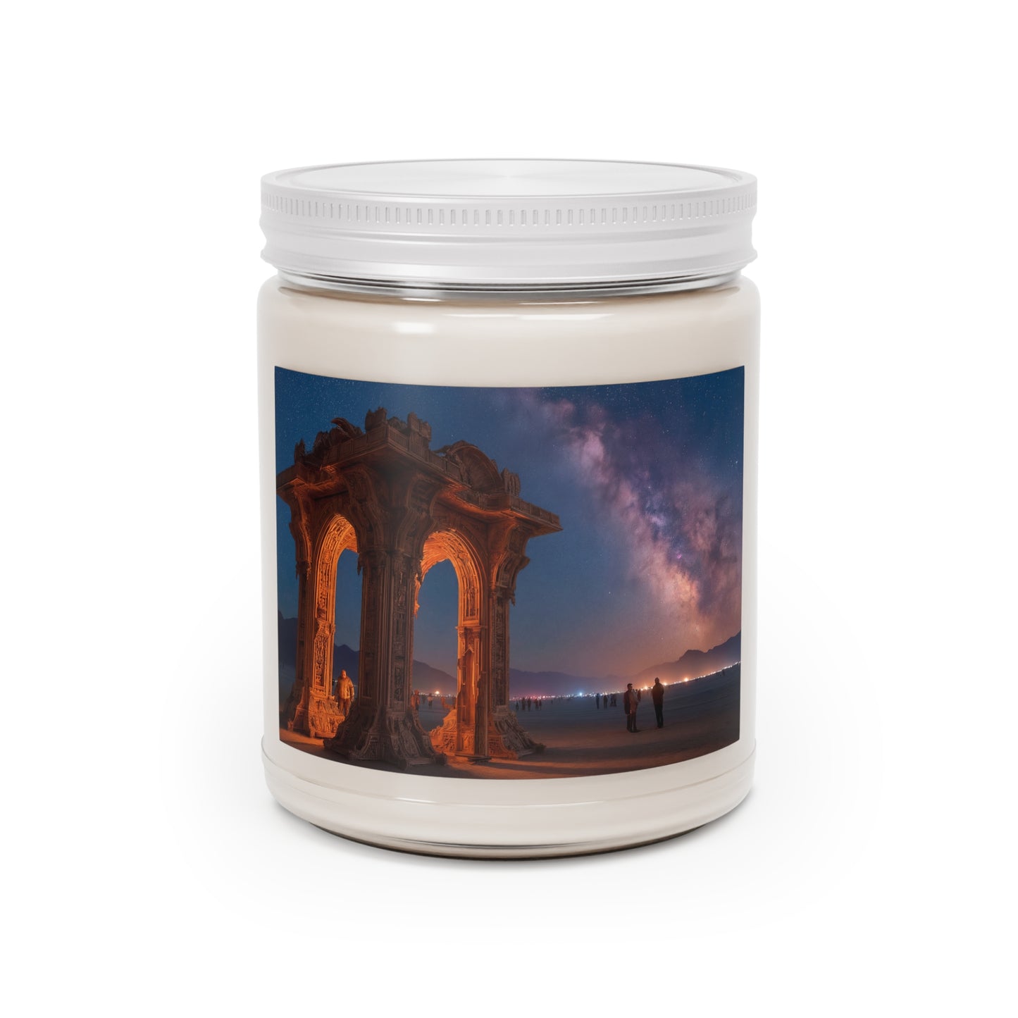 Celestial Gateway Scented Soy Candles with White Lid, 9oz – Warm Light Under the Milky Way