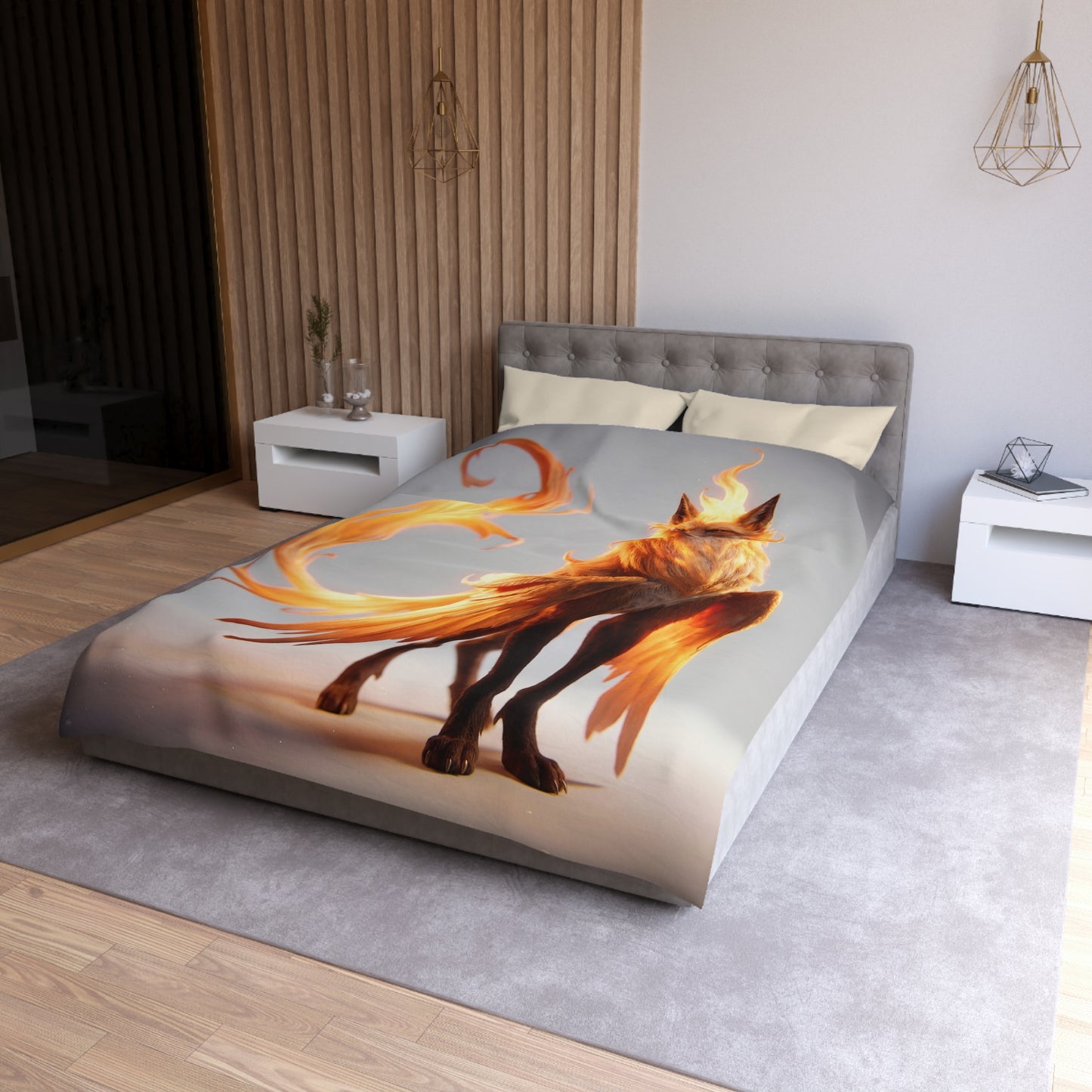 Phoenix Fox Microfiber Duvet Cover – Radiant Ember Guardian
