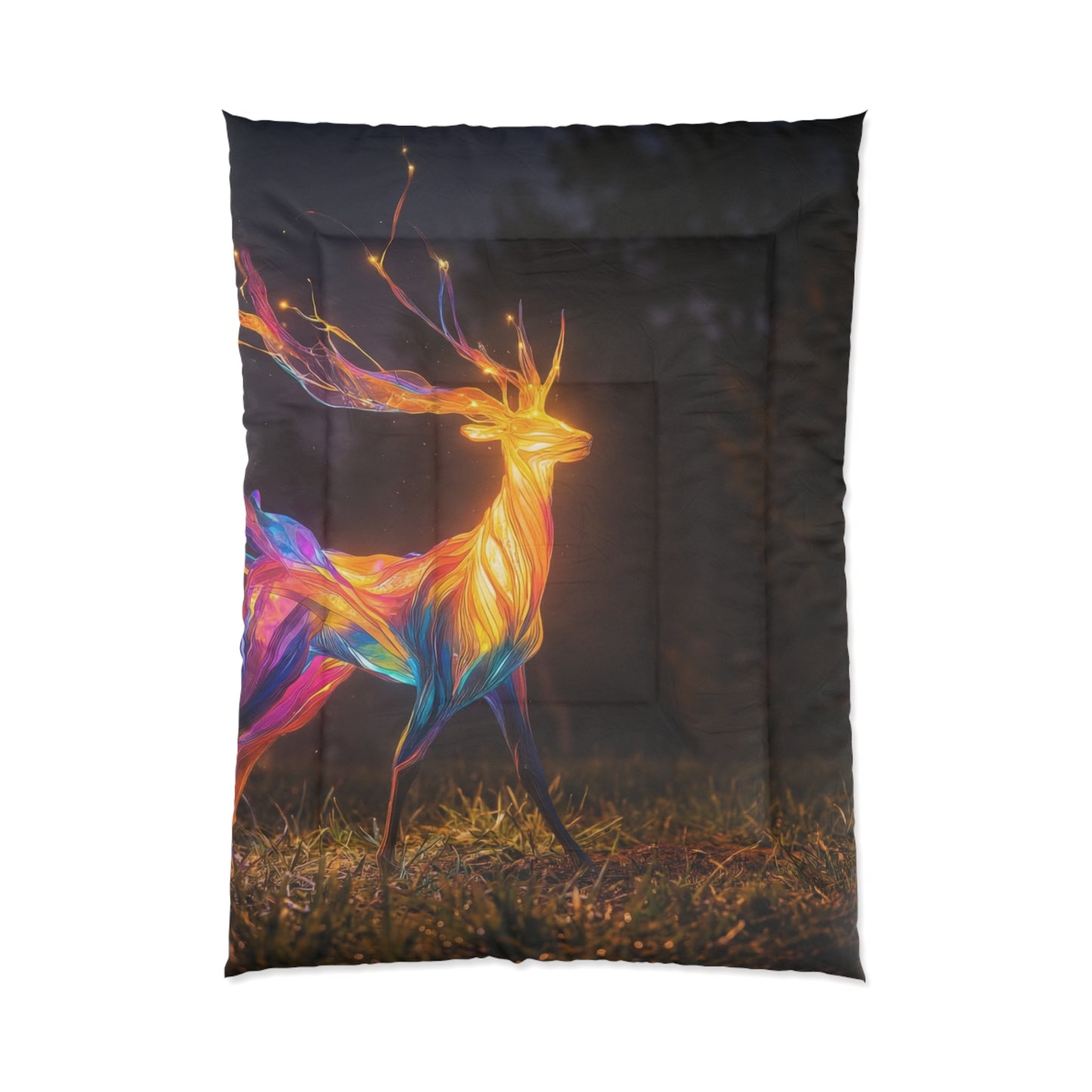 Chromatic Stag Comforter – Whispers of Night and Light