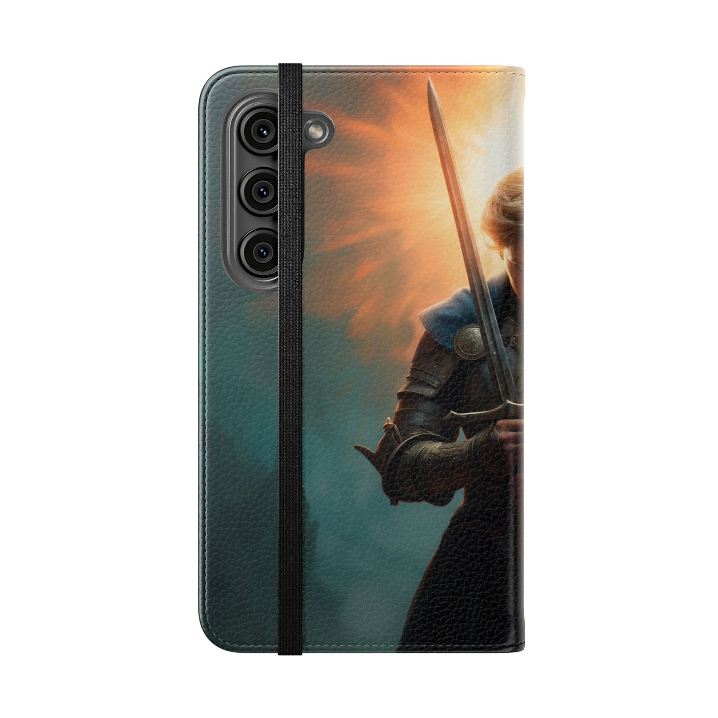 Dawn-Forged Knight Flip Cases – Radiant Armor Against Misty Skies