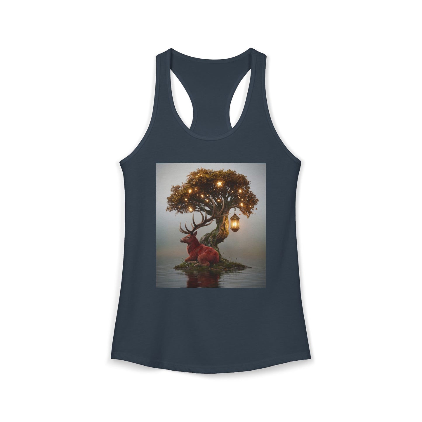 Starlit Stag Tree Tank – Misty Lake Guardian Racerback