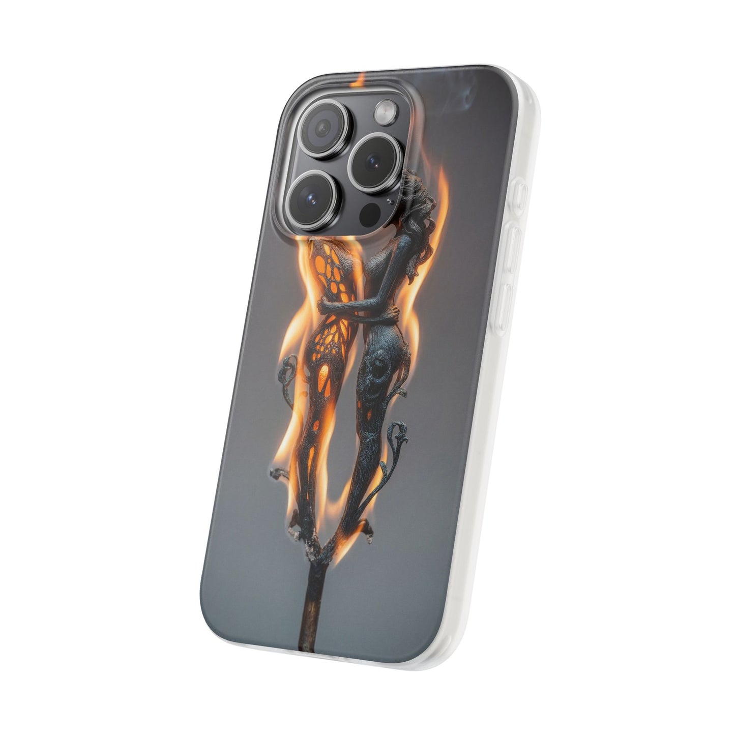 Flame-Embraced Lovers Flexi Cases – Intimate Glow Within the Fire