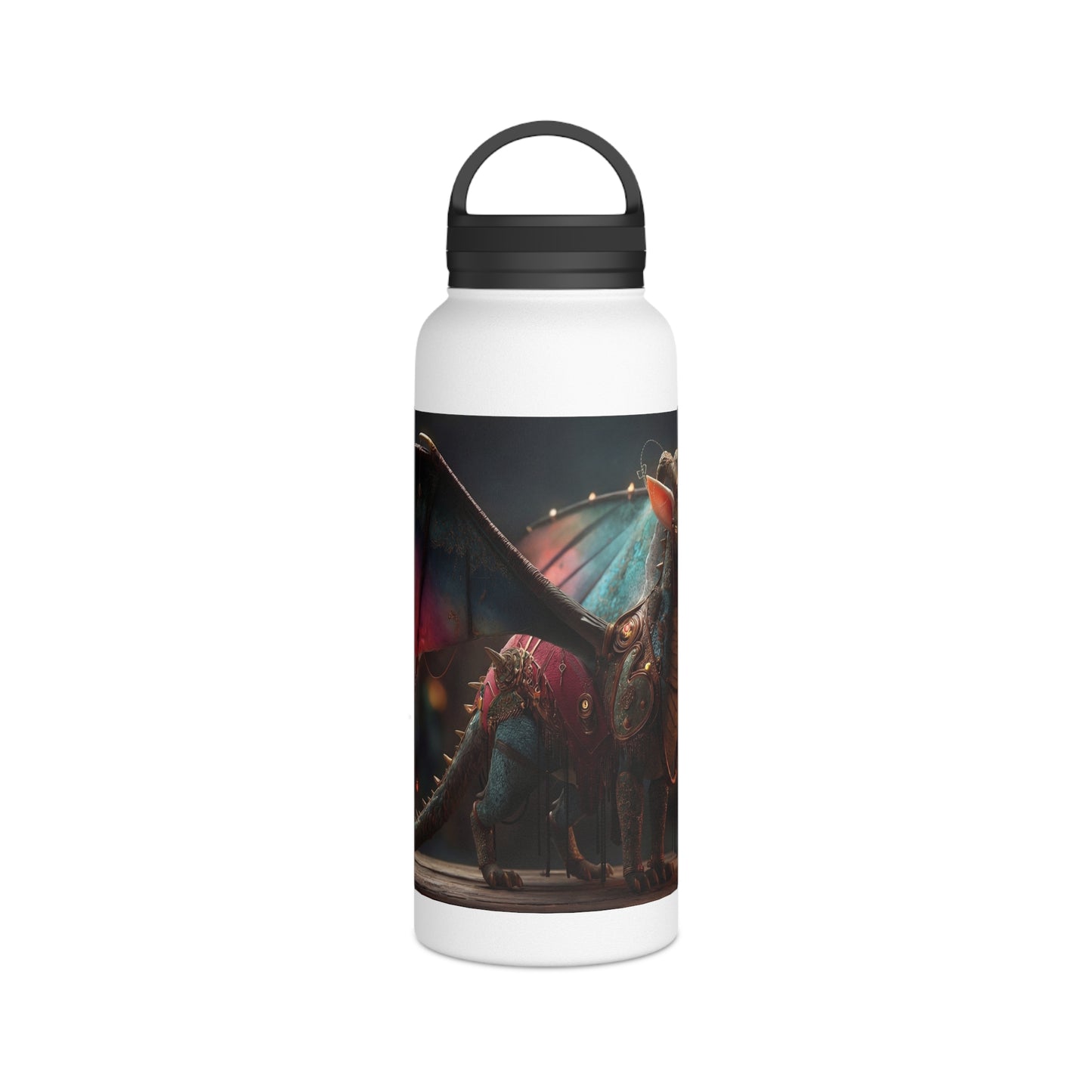 Regal Dragon Lantern Water Bottle – Handle Lid – Twilight Market Guardian