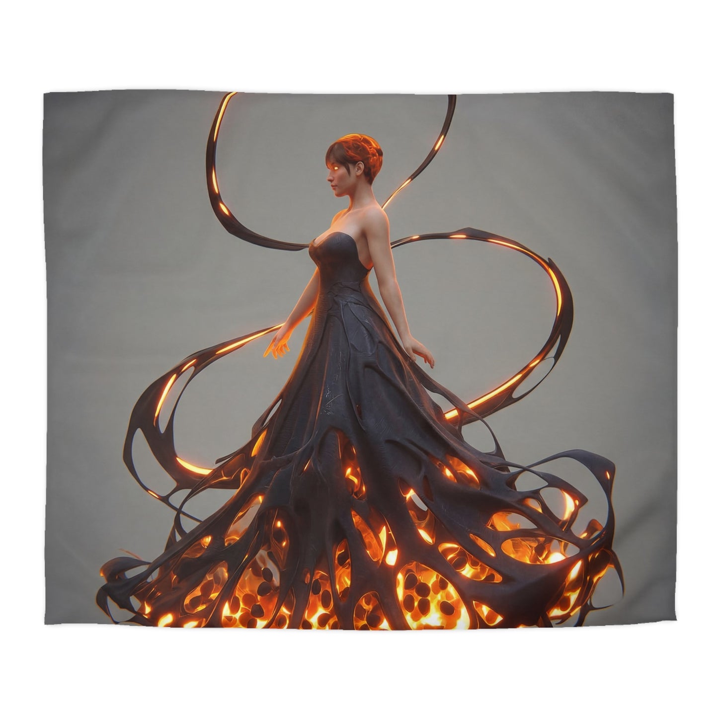 Luminal Dancer Microfiber Duvet Cover – Gilded Shadow Waltz
