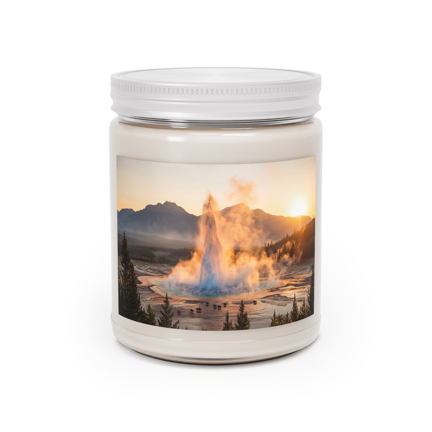 Geyser Peak Scented Soy Candles with White Lid, 9oz – Golden Dawn Eruption
