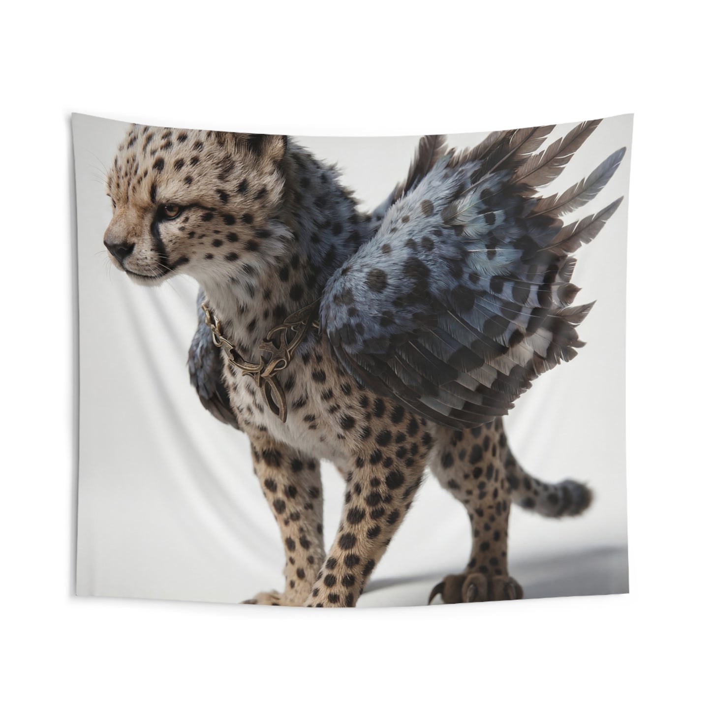 Winged Cheetah Sentinel Indoor Wall Tapestries – Graceful Feline with Feathers