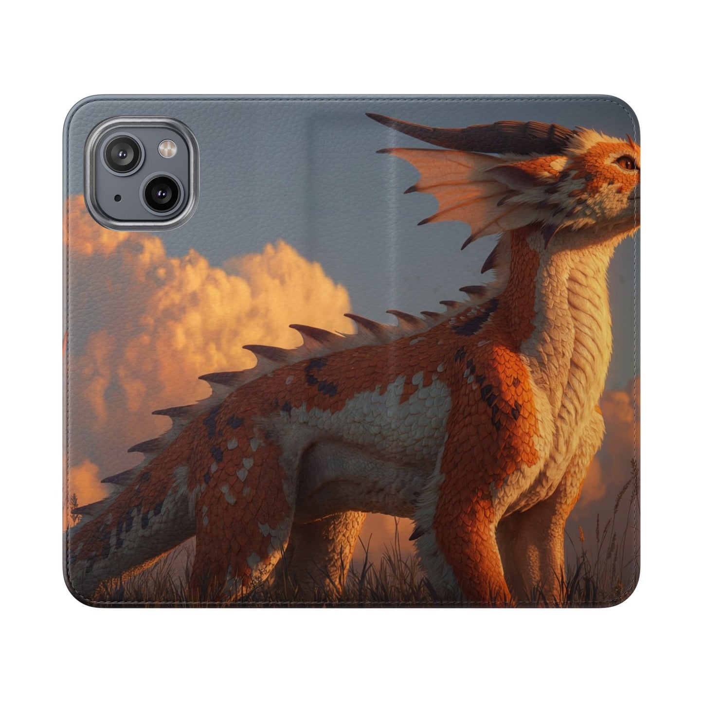 Gilded Dragon Flip Cases – Amber Sunset Guardian