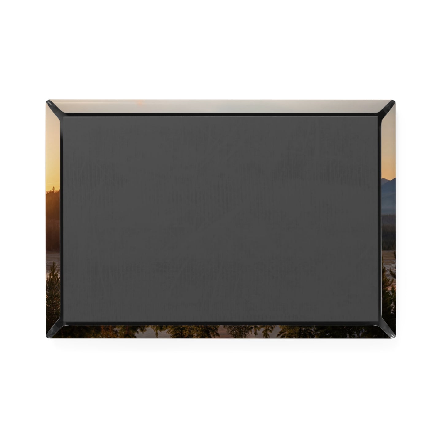 Geyser Dawn Button Magnet, Rectangle (1 & 10 pcs) – Steam & Bison at Sunset