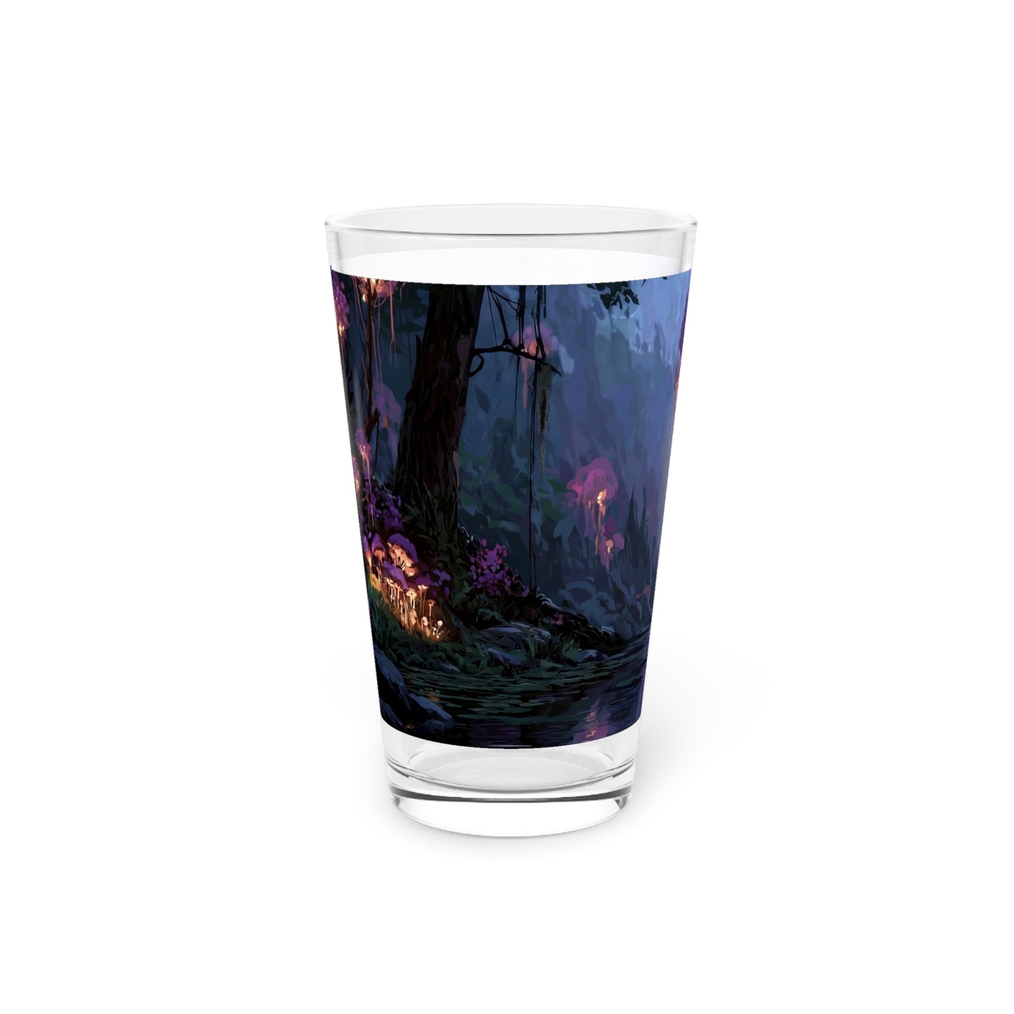 Bioluminescent Grove Pint Glass – 16oz Midnight River Serenity