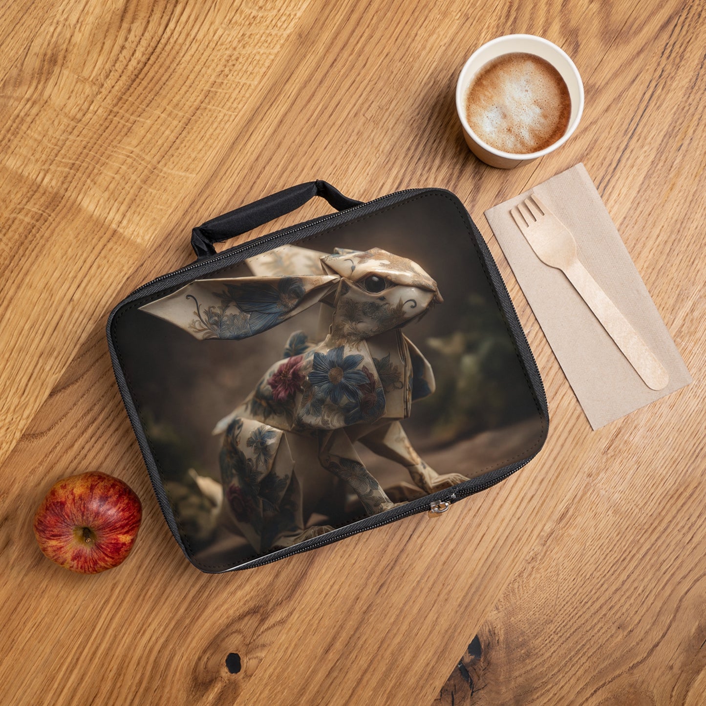 Origami Rabbit with Floral Pattern Lunch Bag – Whimsical Paper Guardian