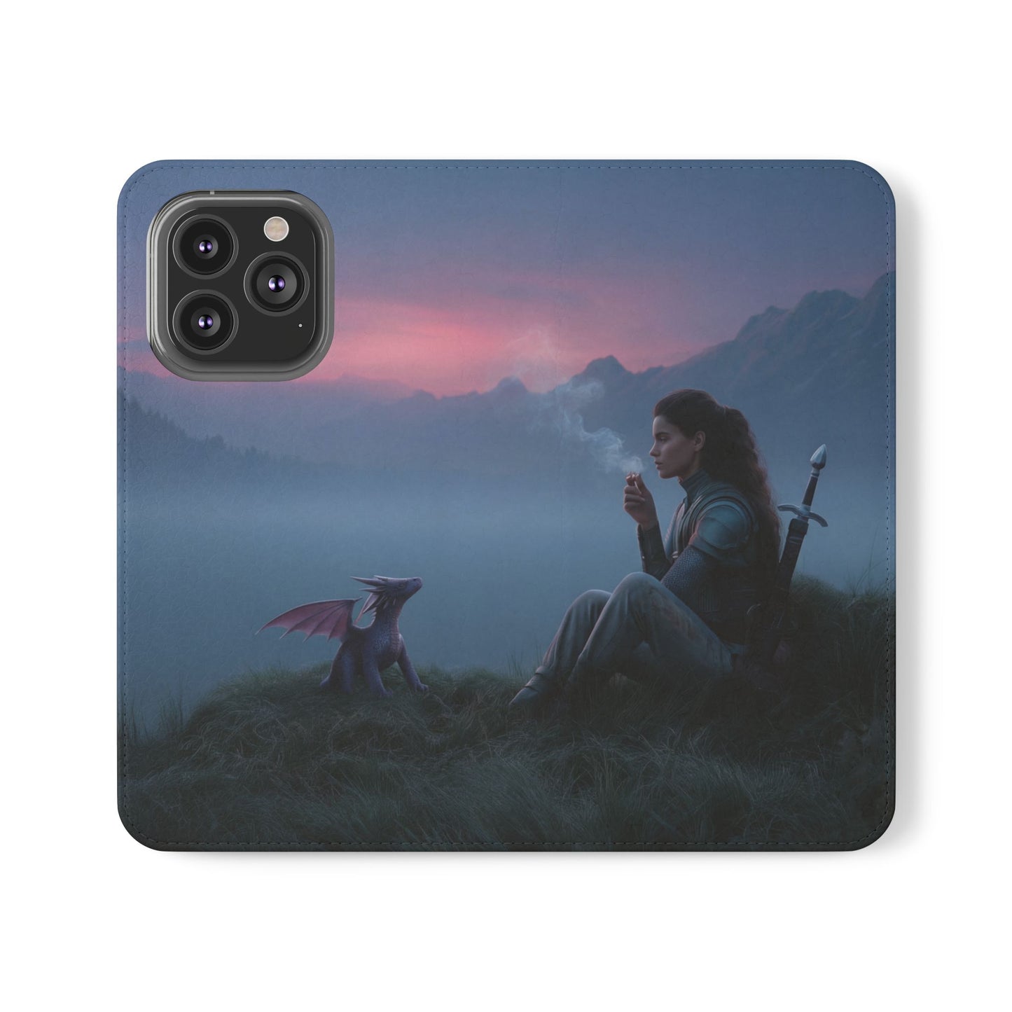 Silent Guardian Flip Cases – Misty Dawn Warrior and Dragon Companion