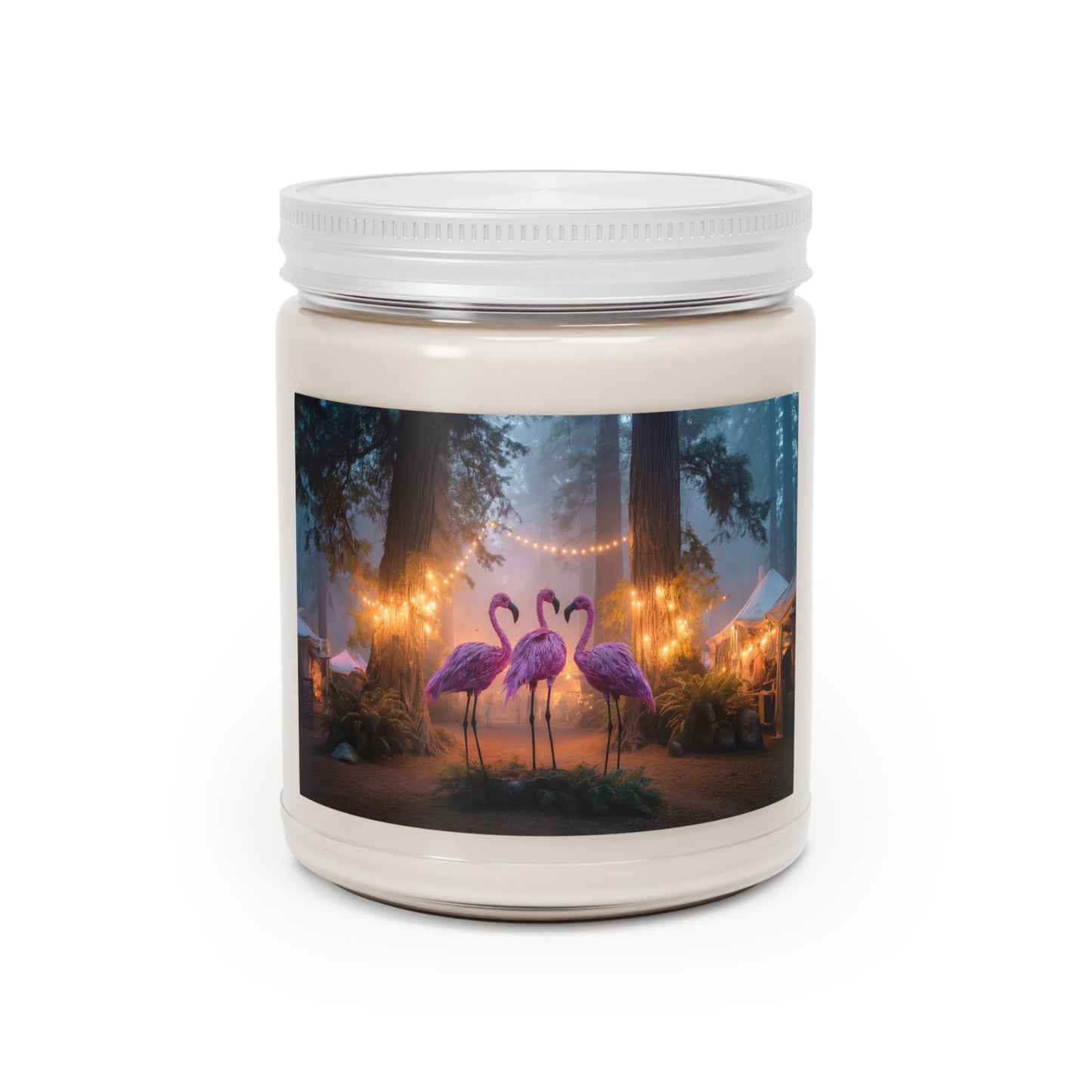 Pink Flamingo Grove Scented Soy Candles with White Lid, 9oz – Midnight Forest Fiesta