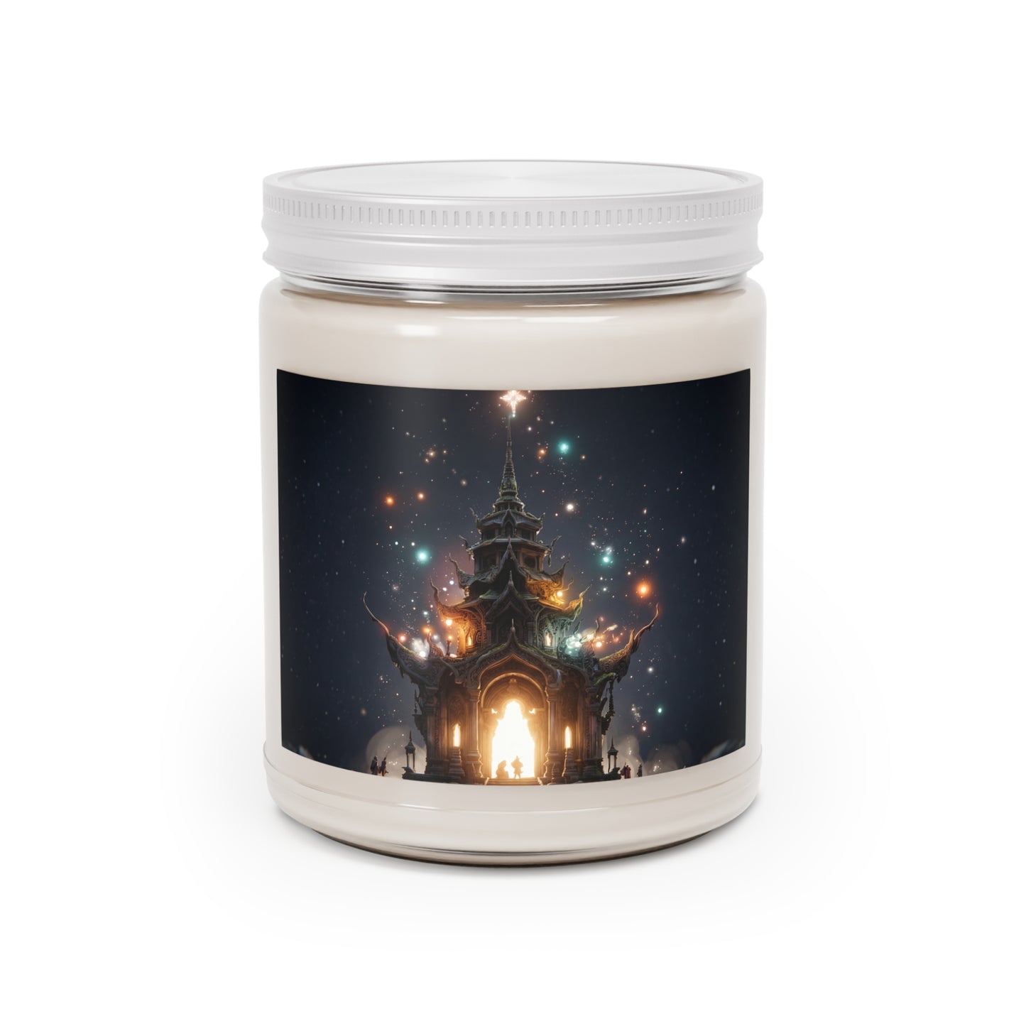 Celestial Temple Scented Soy Candles with White Lid, 9oz – Gateway to the Starlit Realm