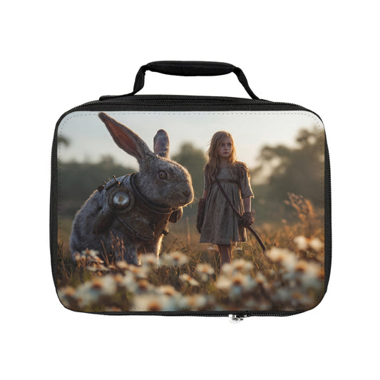 Steampunk Rabbit & Girl Lunch Bag – Golden Hour Guardian Companions