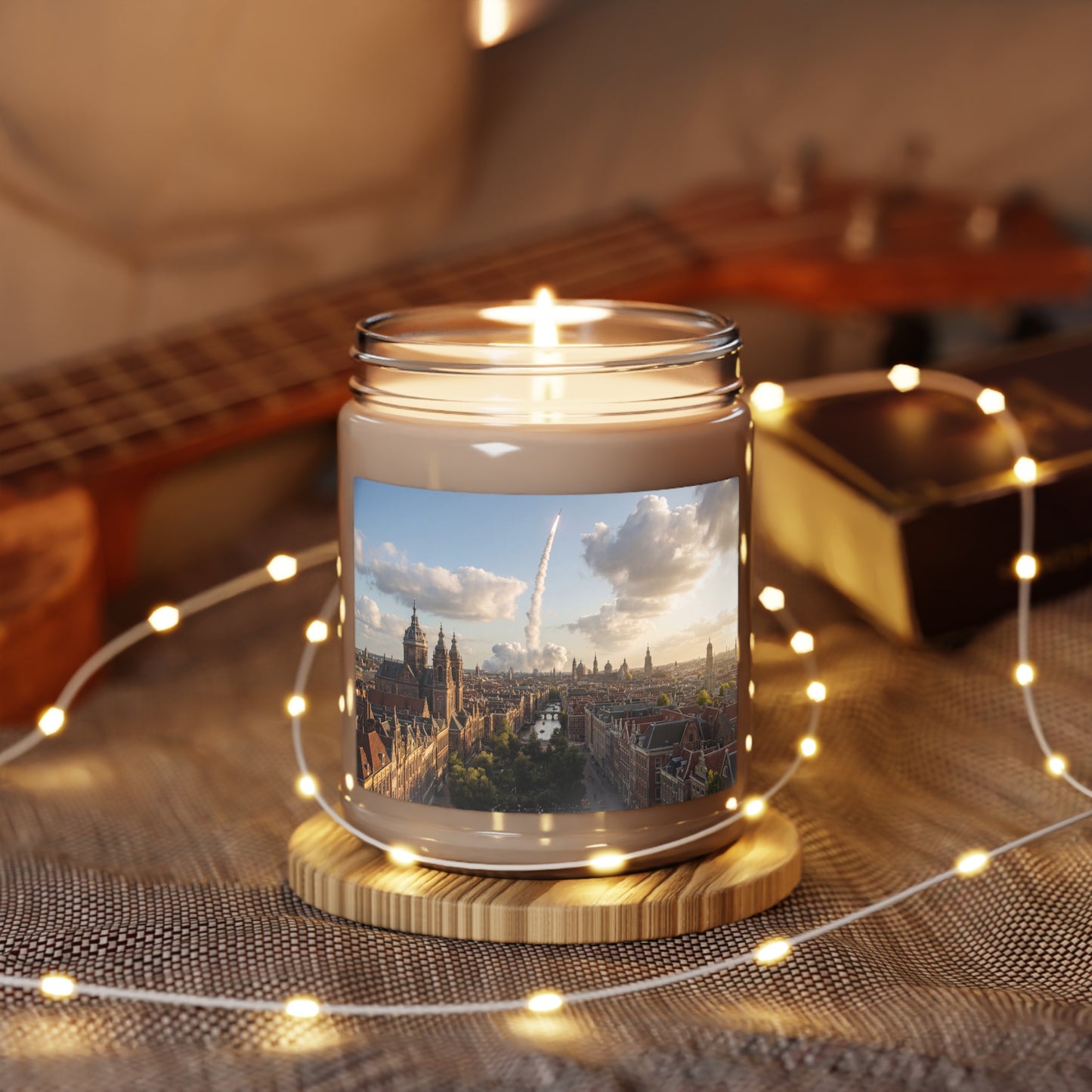 Rocket Through Amsterdam Scented Soy Candles with White Lid, 9oz – Dawn’s Quiet Ascent