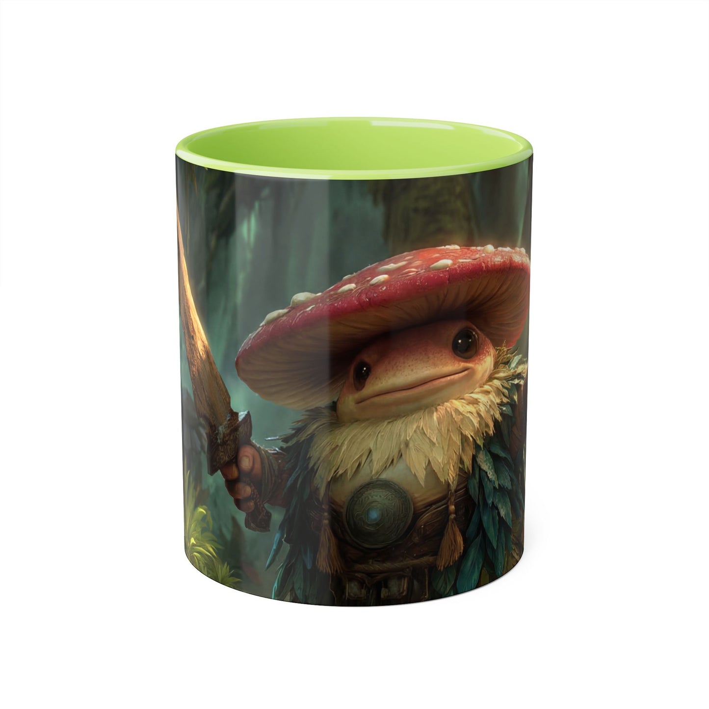 Mushroom Guardian Accent Mugs, 11oz – Toad Warrior with Wooden Blade