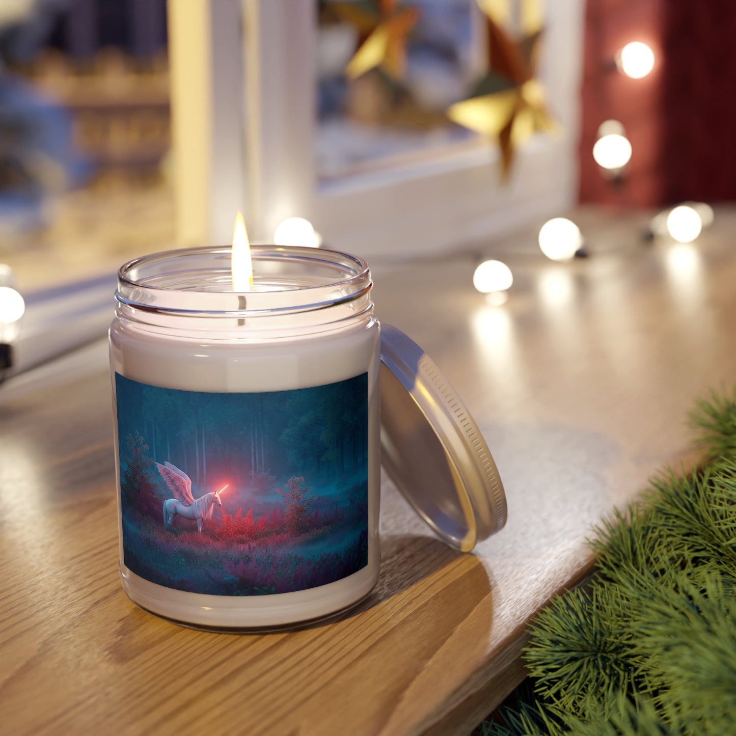 Celestial Unicorn Scented Soy Candles with White Lid, 9oz – Crimson Glow in the Twilight Grove