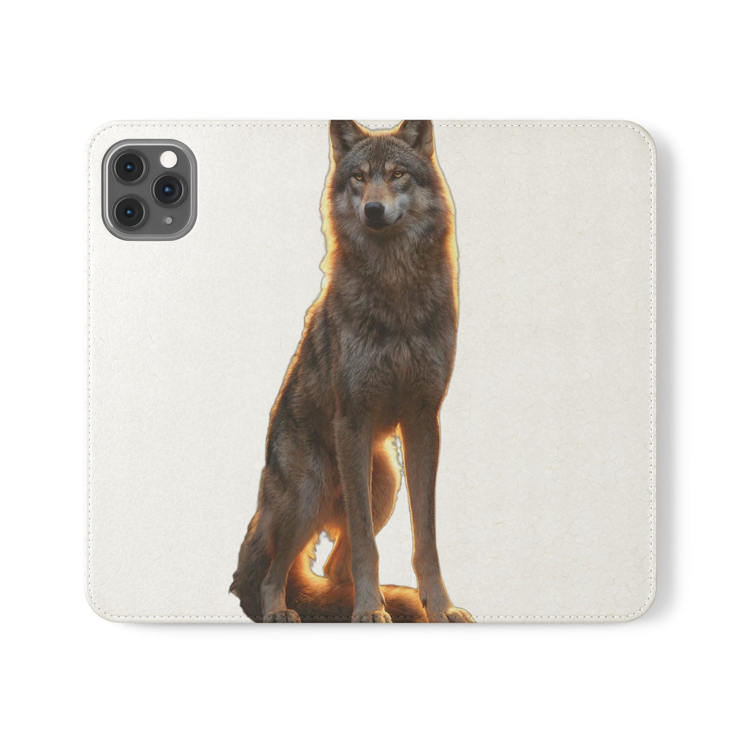 Sunlit Wolf Flip Cases – Golden Hour Sentinel Portrait