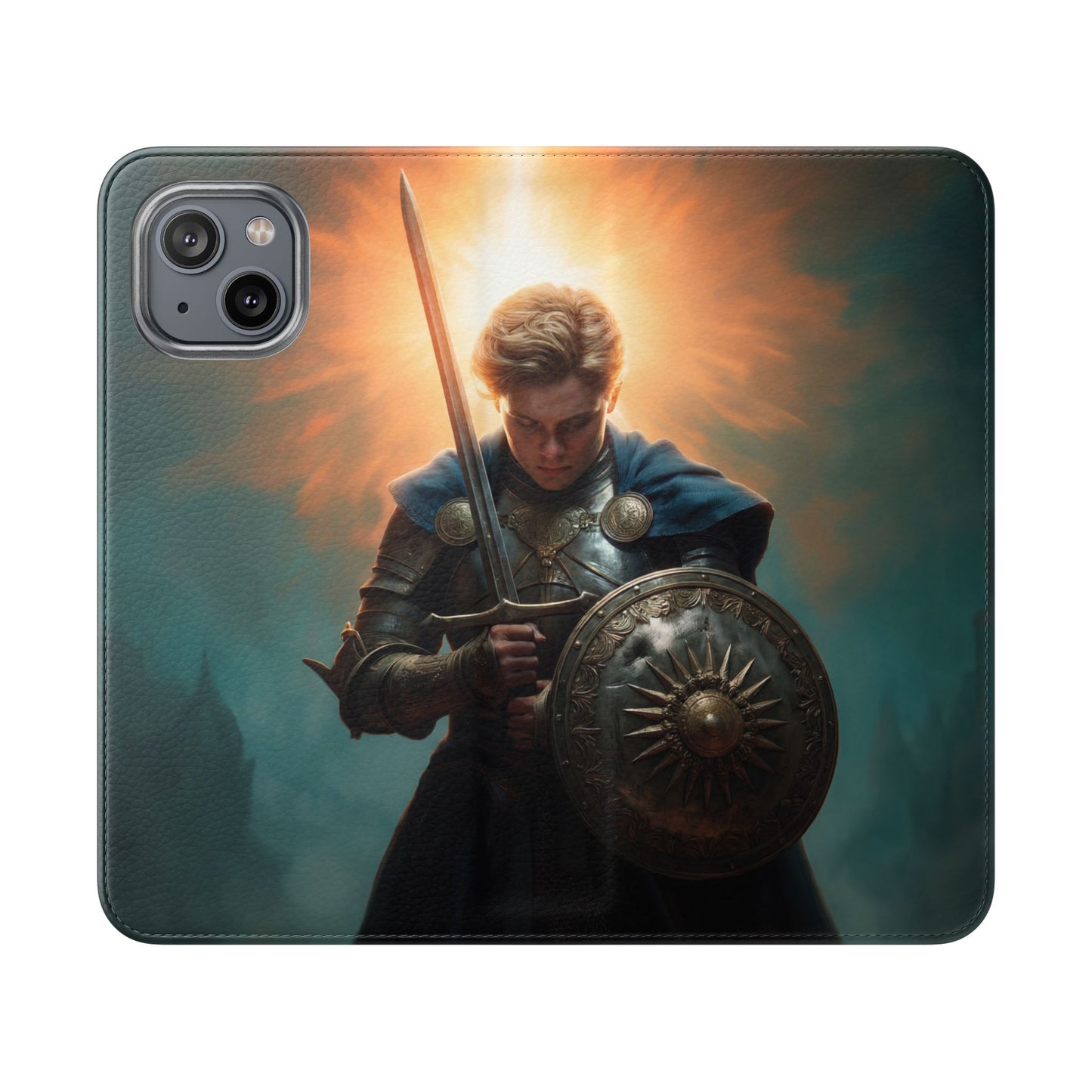 Dawn-Forged Knight Flip Cases – Radiant Armor Against Misty Skies