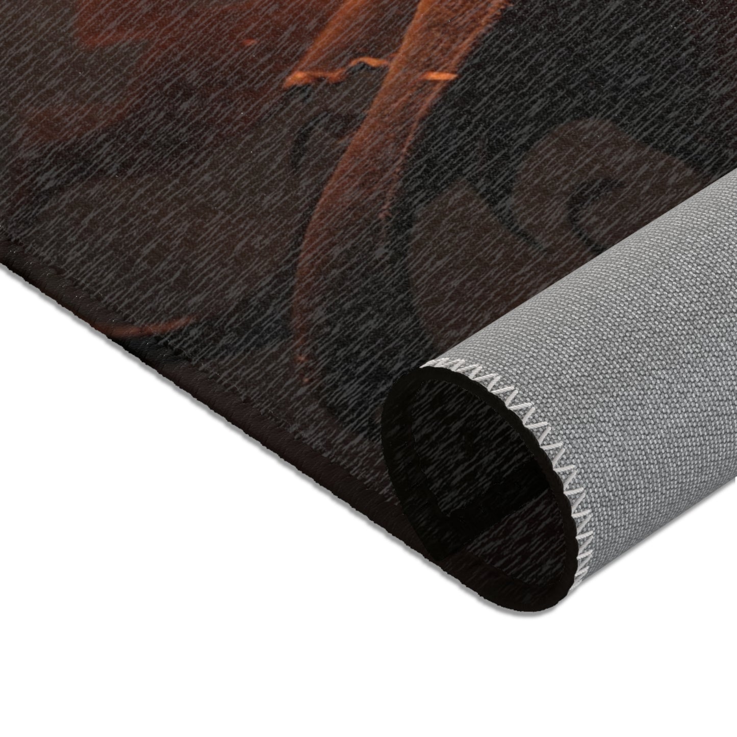 Flamebound Sentinel Area Rug – Ember-Wreathed Warrior Dreamscape