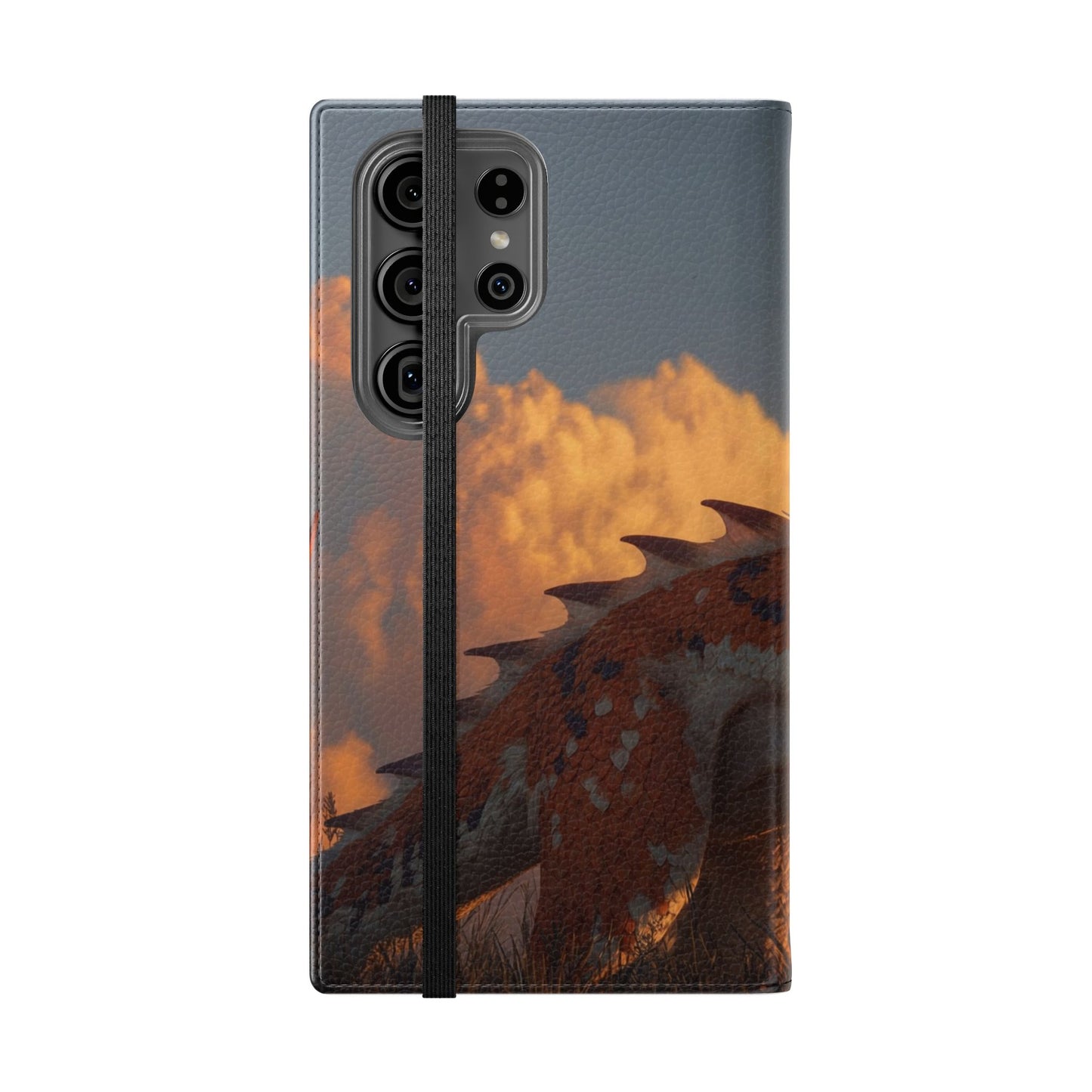 Gilded Dragon Flip Cases – Amber Sunset Guardian