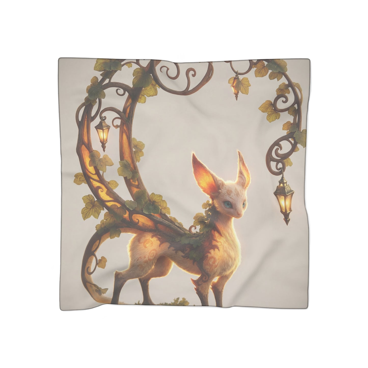 Moonlit Sentinel Scarf – Whimsical Feline Guardian Dreamscape