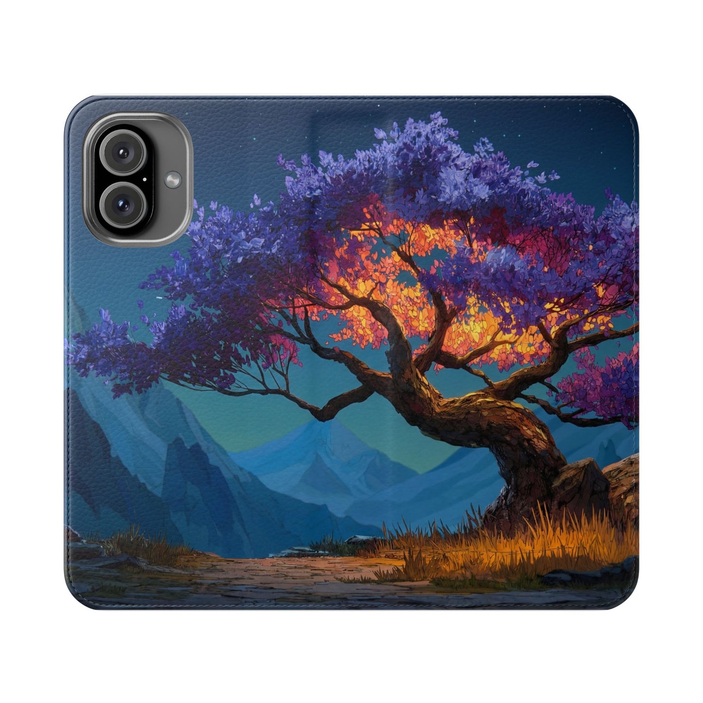 Violet Flame Tree Flip Cases – Twilight Mountain Glow Case