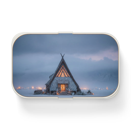 Frostbound A-Frame Cabin Bento Lunch Box – Warmth in a Winter Wonderland