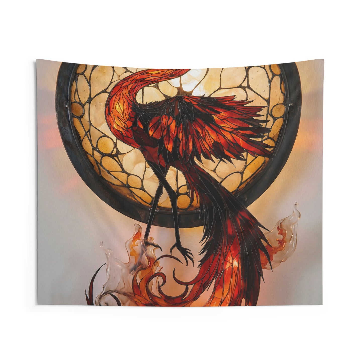 Phoenix Flame Wall Tapestry – Illuminated Glass Artistry
