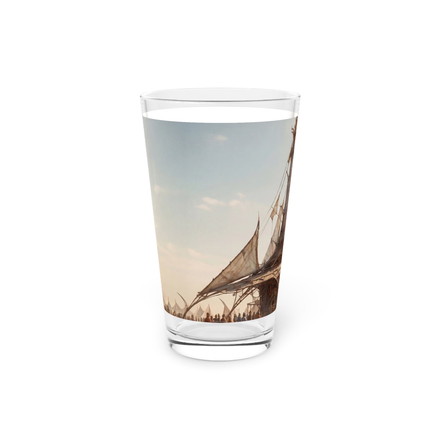 Desert Sky Temple Pint Glass, 16oz – Sunlit Aerie of Whimsical Architecture