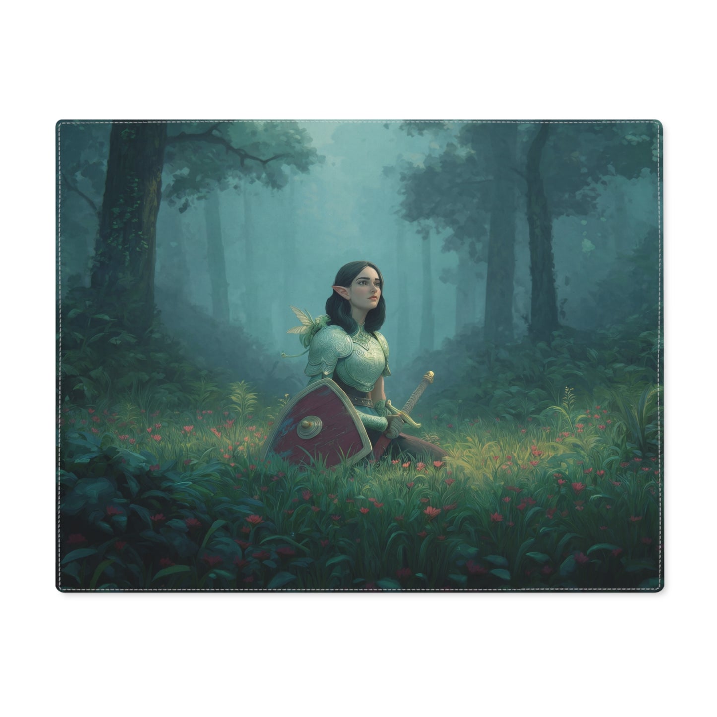 Elven Sentinel Placemat – Quiet Vigil in the Misty Grove