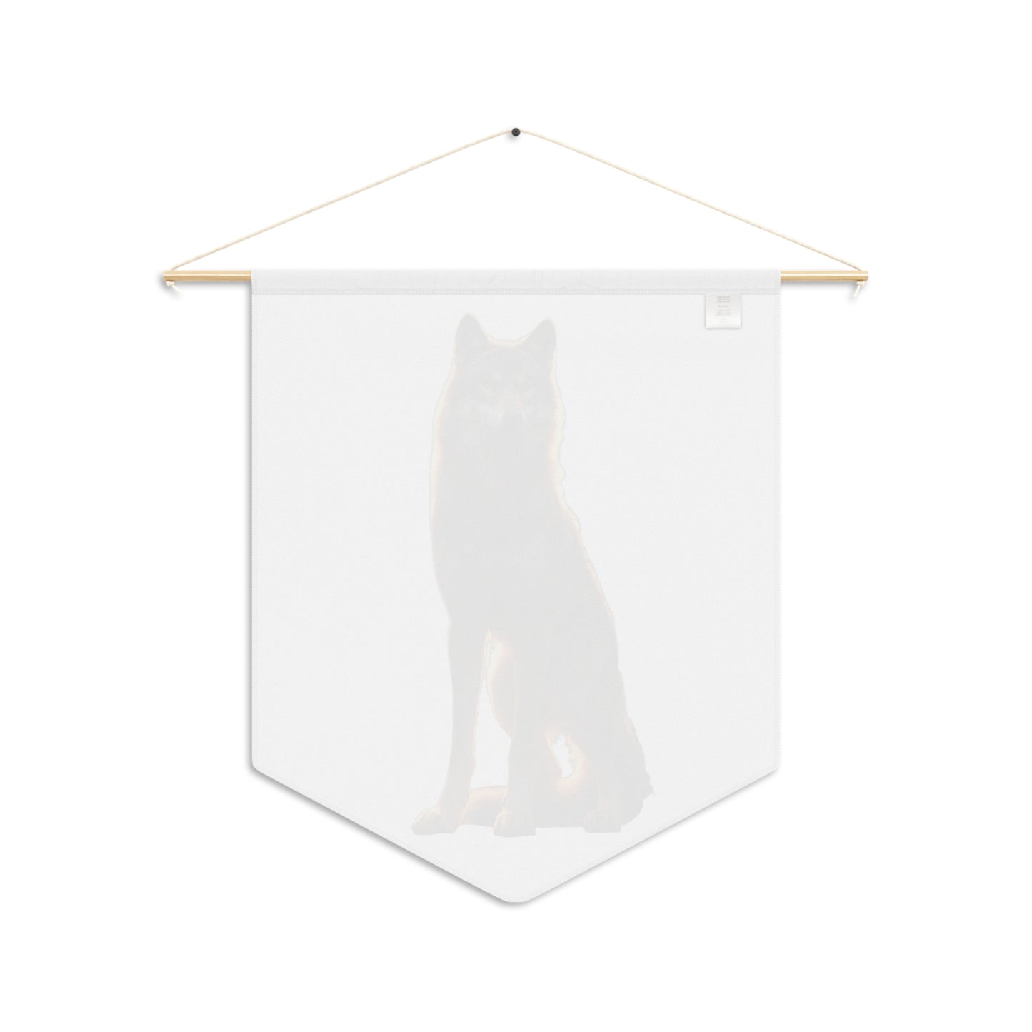 Golden Hour Wolf Pennant – Sunset Sentinel on Black Background