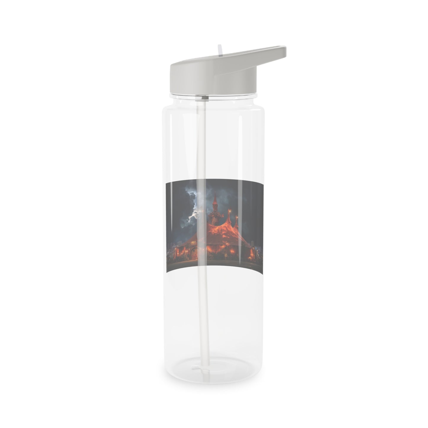 Storm Circus Tent Tritan Water Bottle – Crimson Canvas Under Thunderclouds