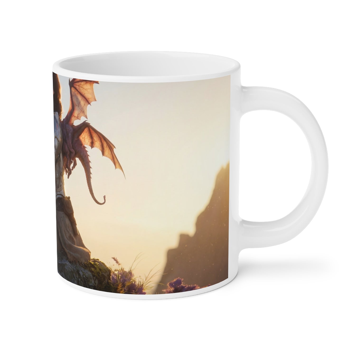 Dragon Knight Ceramic Mugs (11oz\15oz\20oz) – Sunset Sentinel with Wings