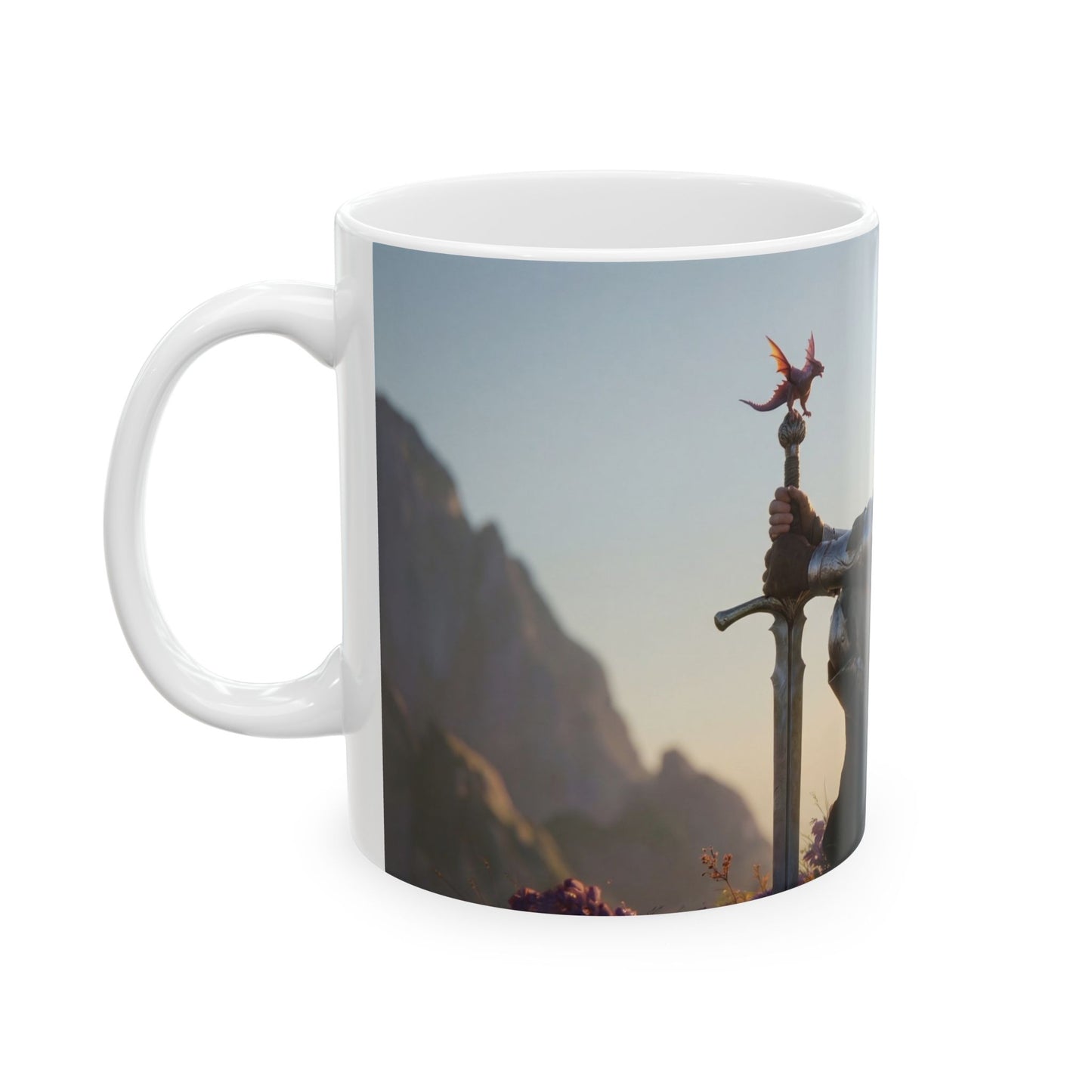 Dragon Sentinel Ceramic Mug – Sunset Pact with the Sky