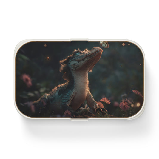 Gentle Crocodile & Butterfly Bento Lunch Box – Twilight Garden Whimsy
