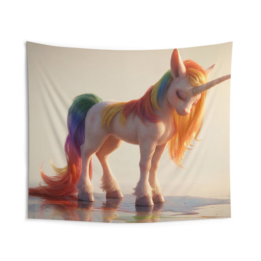 Rainbow Unicorn Indoor Wall Tapestries – Dawn’s Gentle Sentinel