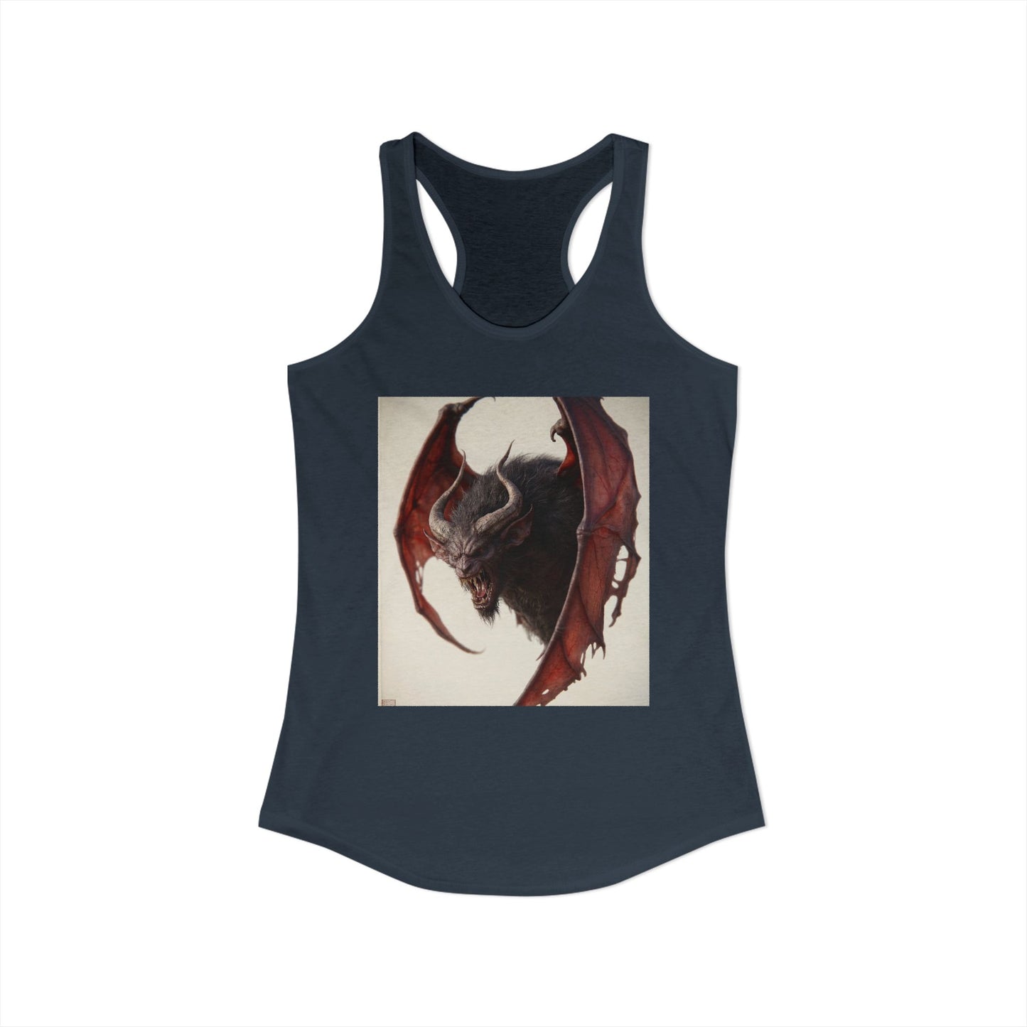 Horned Bat Guardian Racerback Tank – Crimson Wing Sentinel