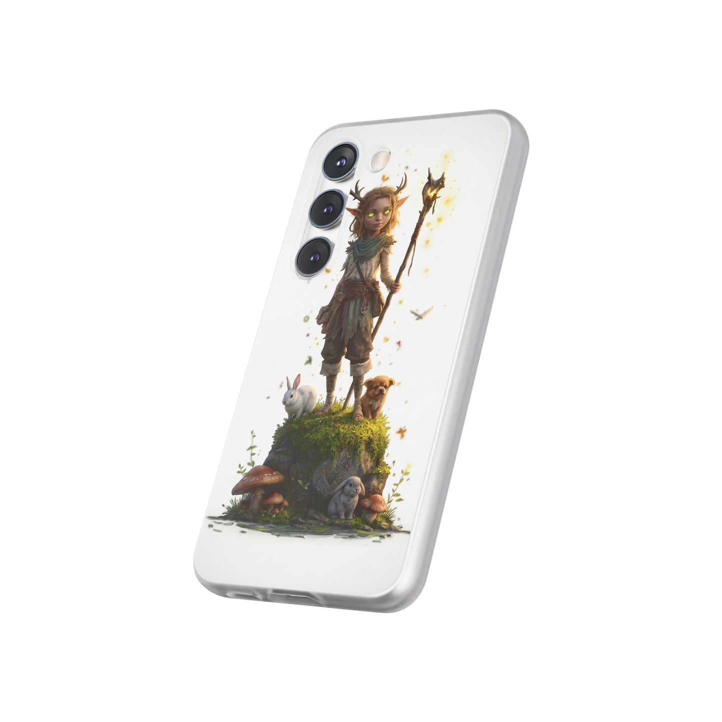 Forest Sentinel Flexi Cases – Glowing Antlered Child with Pet Companions