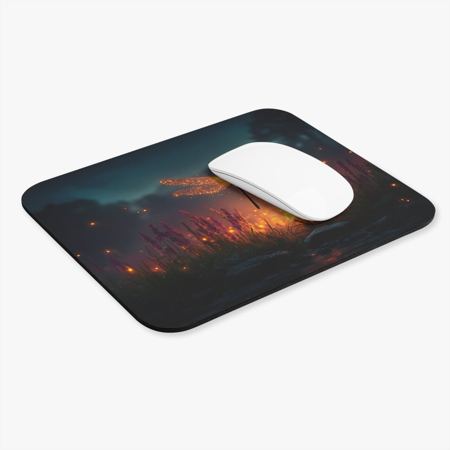 Luminescent Dragonfly Mouse Pad – Twilight Meadow Dreamscape