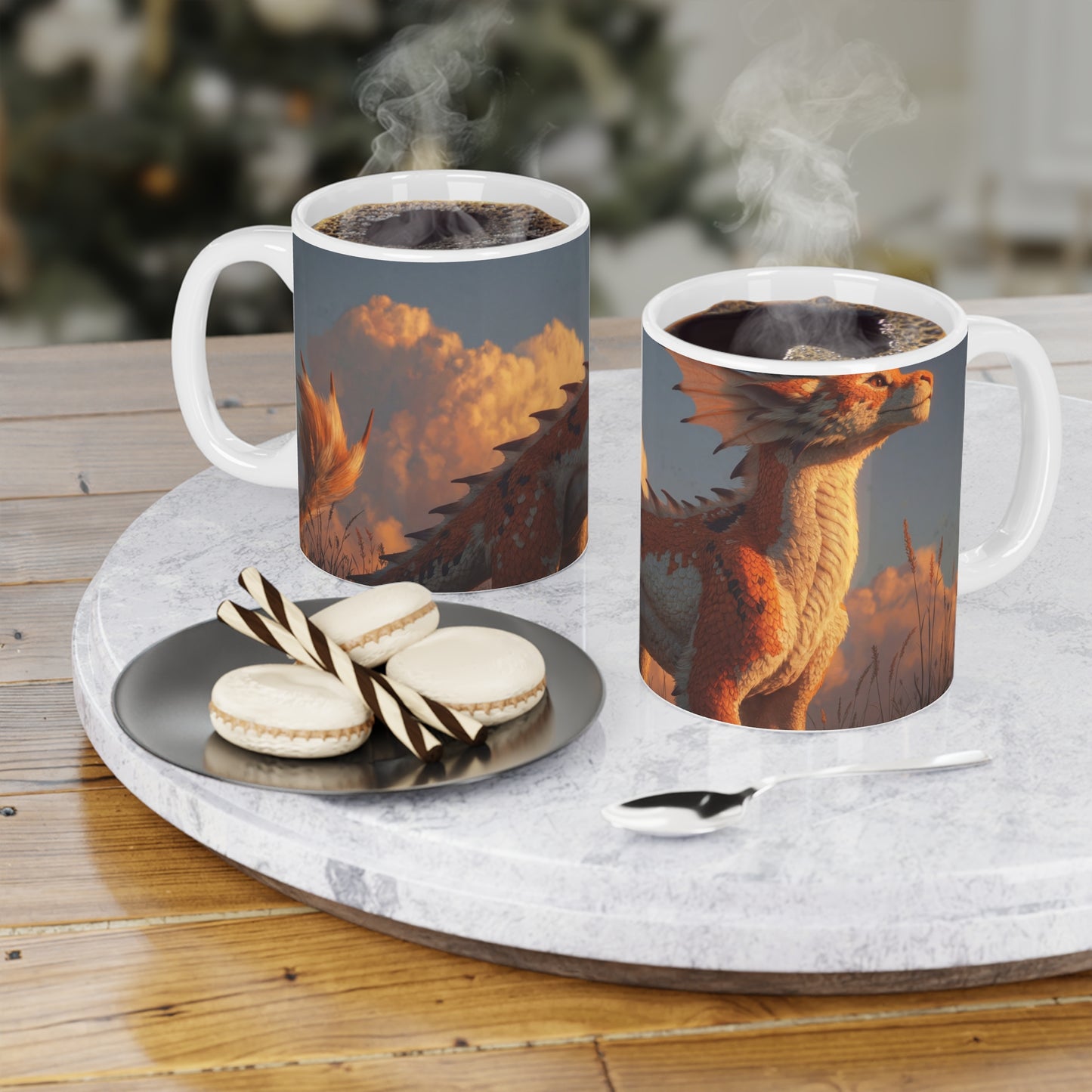 Sunset Dragon Ceramic Mugs (11oz\15oz\20oz) – Warm Glow Guardian