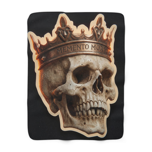 Crowned Skull Sherpa Fleece Blanket – Memento Mori Majesty