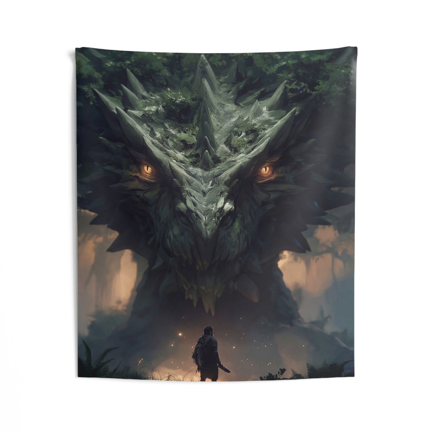 Ancient Forest Dragon Sentinel Indoor Wall Tapestries – Whispers of the Verdant Guardian