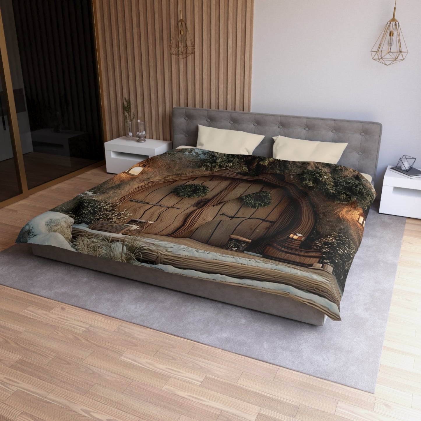 Winter’s Whisper Microfiber Duvet Cover – Cozy Treehouse Sanctuary