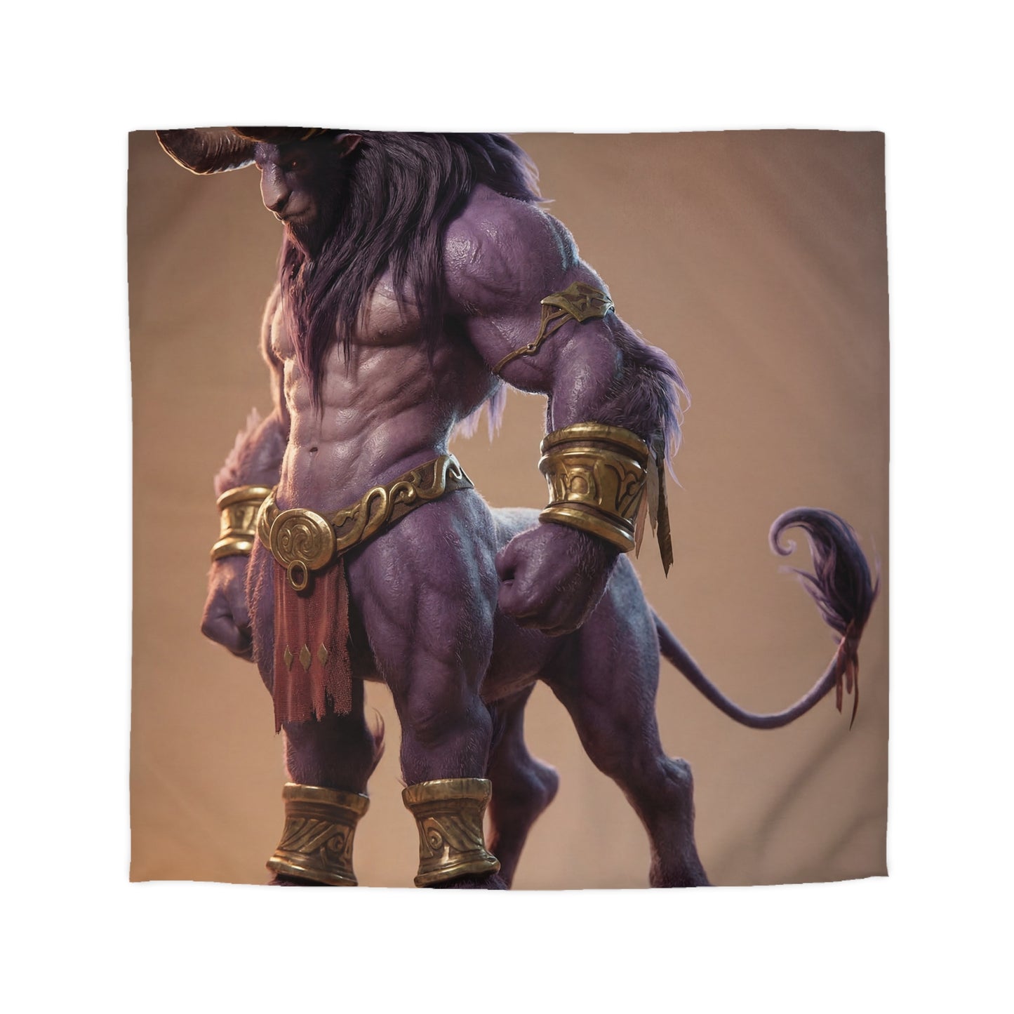 Purple Bull Sentinel Microfiber Duvet Cover – Regal Warrior of the Golden Dawn