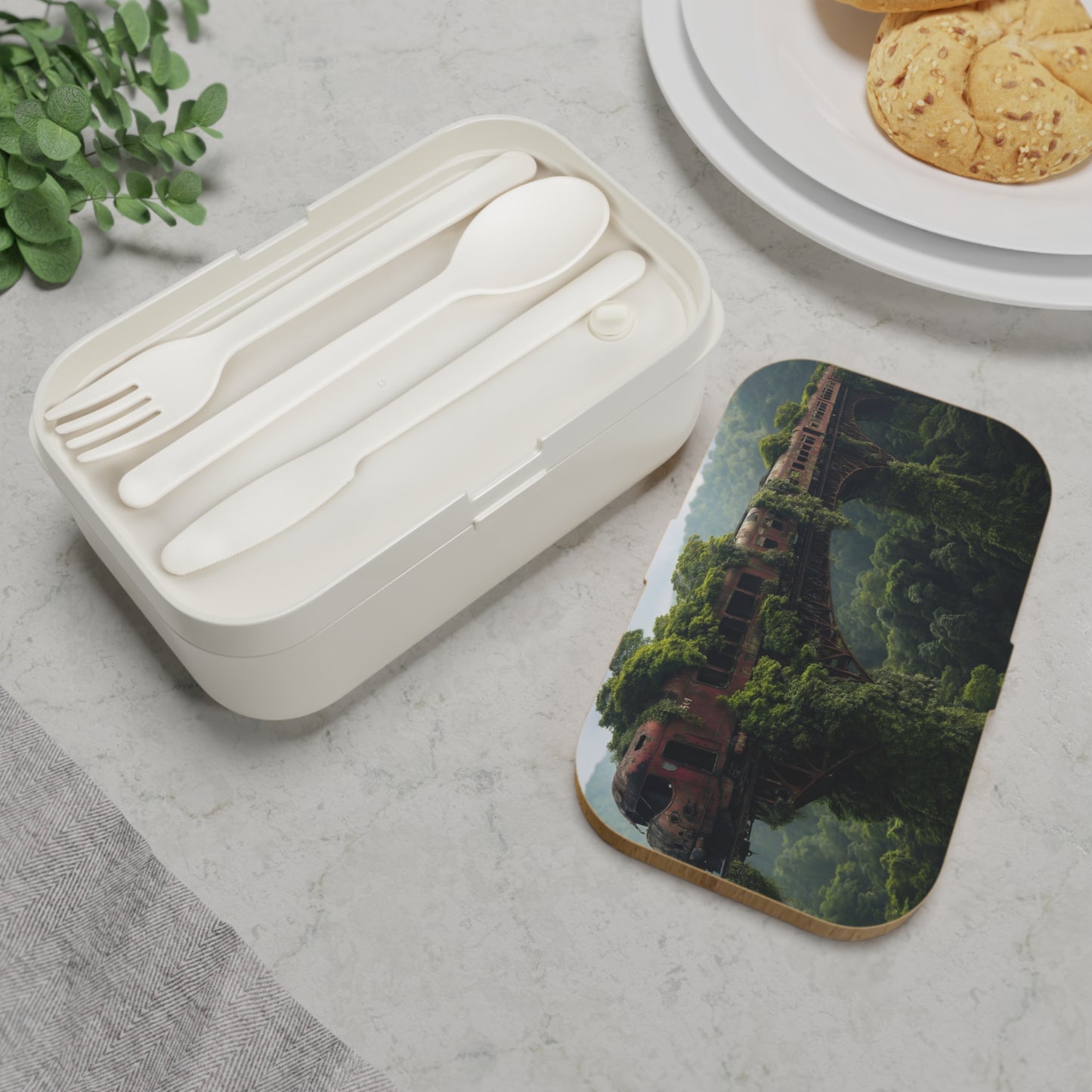 Overgrown Train Bridge Bento Lunch Box – Verdant Ruin Dreamscape
