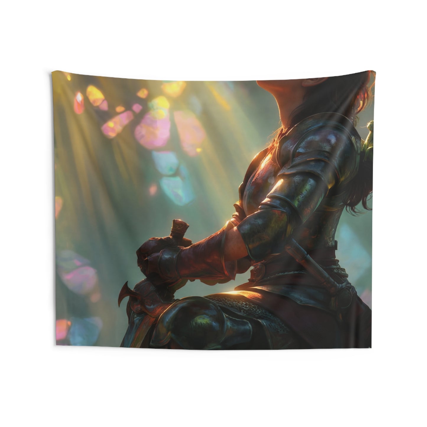 Elven Warrior in Crystal Grove Indoor Wall Tapestries – Sunbeam Sanctuary